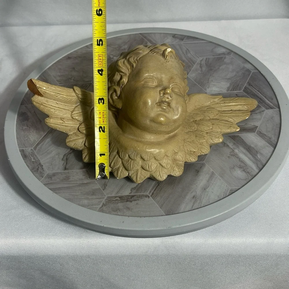 Vintage Gargoyles Studio Angel Cherub Wall Plaque 12”x6” Gold Finish - Picture 6 of 6